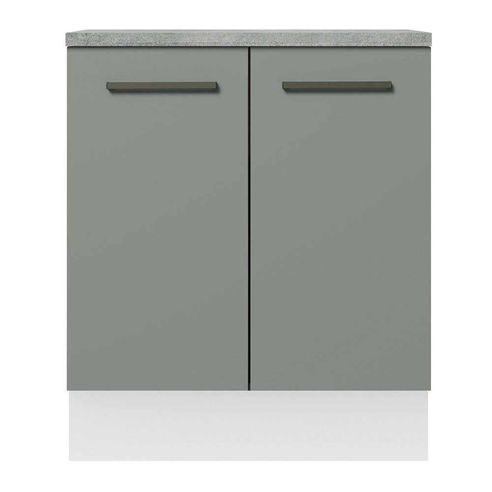 Bajo Mesada Cocina 70 x 60 cm 2 Puertas (Con Mesada) Blanco/Gris Agata Madesa
