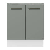 Bajo Mesada Cocina 70 x 60 cm 2 Puertas (Con Mesada) Blanco/Gris Agata Madesa