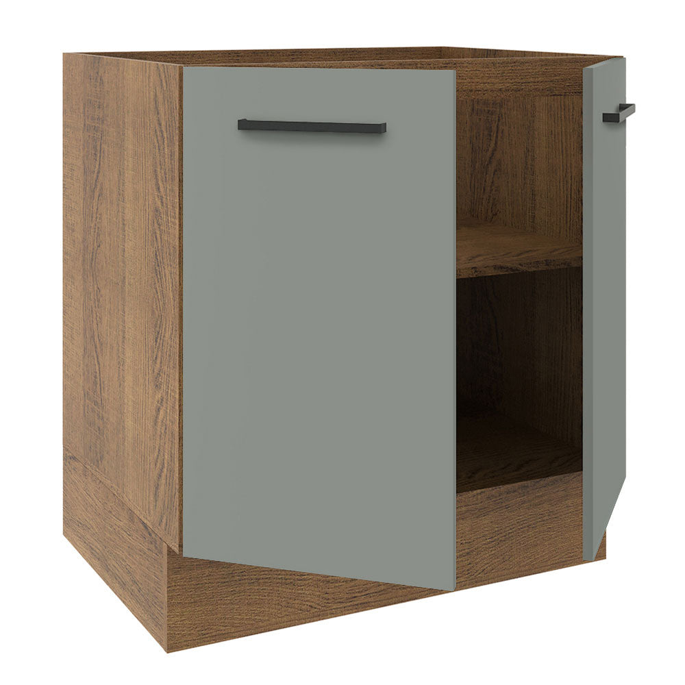 Bajo Mesada Cocina 70 x 60 cm 2 Puertas (Sin Mesada) Marrón/Gris Agata Madesa