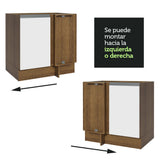 Bajo Mesada Esquinero 1 Puerta 60 cm Profundidad (Sin Mesada) Marrón/Blanco Glamy Madesa