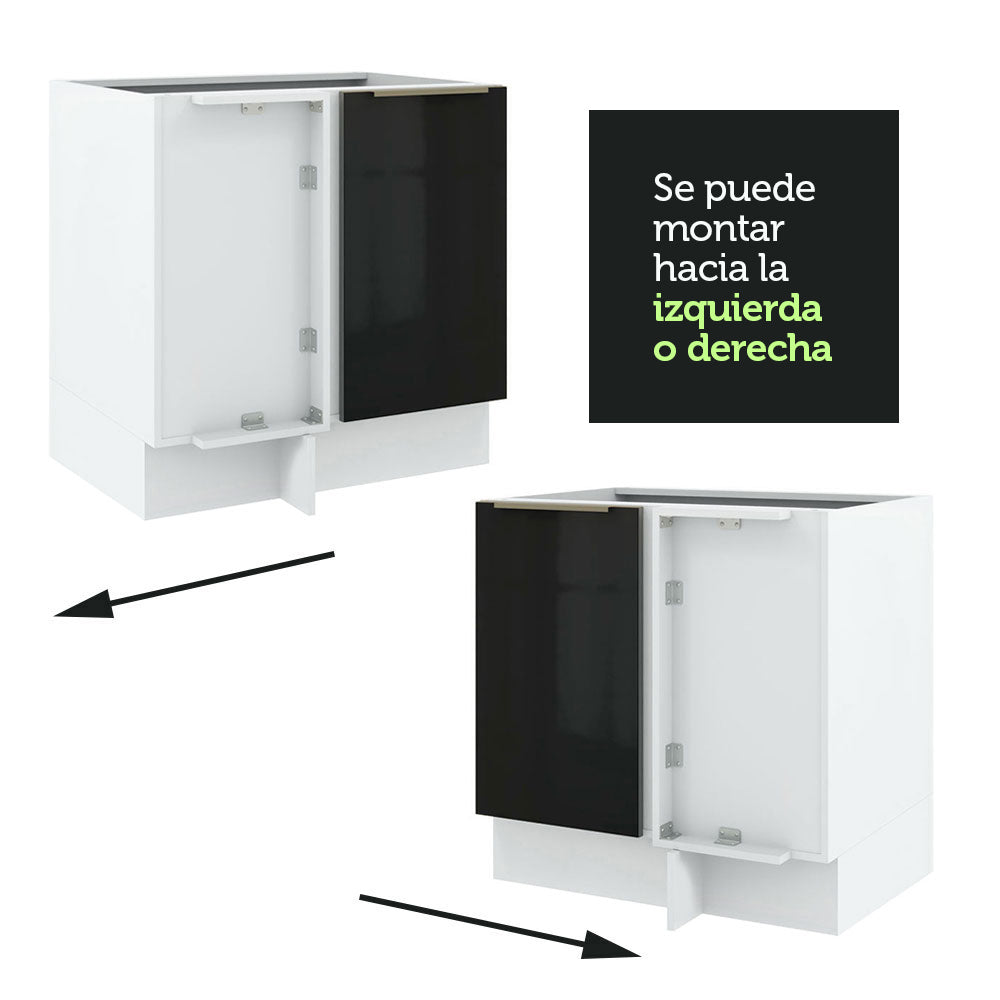 Bajo Mesada 80 cm x 60 cm, 1 Puerta Lux Blanco/Negro