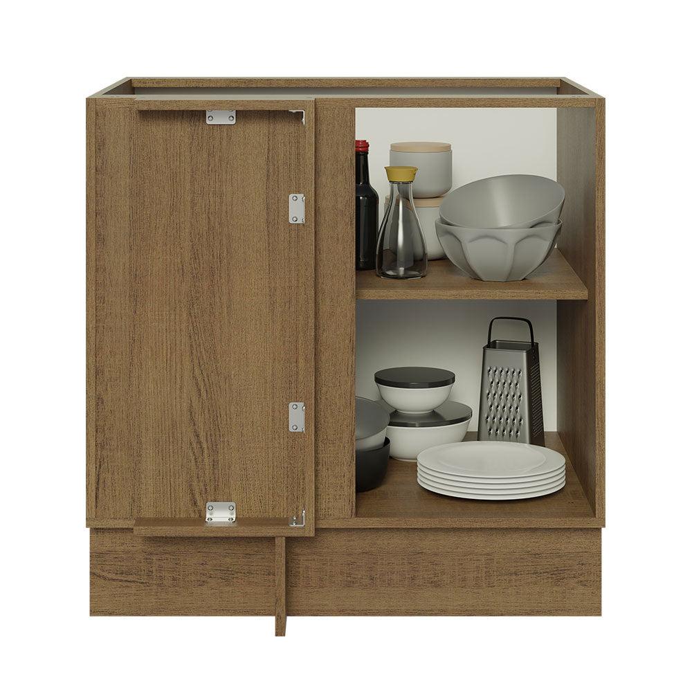 Bajo Mesada Esquinero 1 Puerta 60 cm Profundidad (Sin Mesada) Marrón/Negro Glamy Madesa
