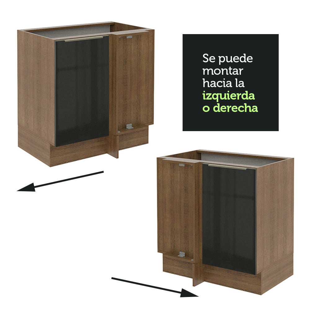 Bajo Mesada 102 cm x 60 cm,  1 Puerta Lux Marrón/Negro