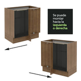 Bajo Mesada 102 cm x 60 cm,  1 Puerta Lux Marrón/Negro