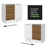 Bajo Mesada Esquinero 1 Puerta 60 cm Profundidad (Sin Mesada) Blanco/Marrón Glamy Madesa