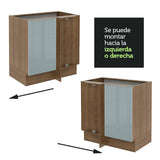 Bajo Mesada 102 cm x 60 cm,  1 Puerta Lux Marrón/Gris