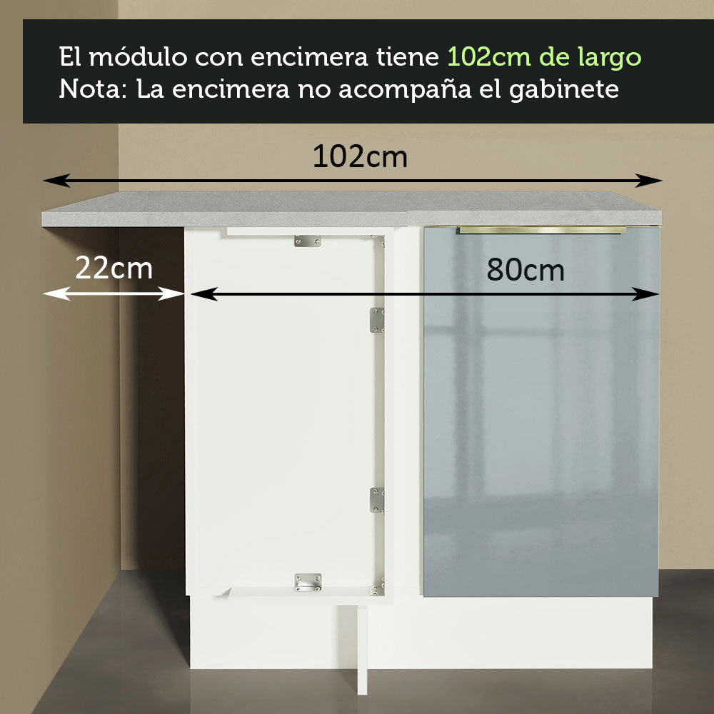 Bajo Mesada 80 cm x 60 cm, 1 Puerta Lux Blanco/Gris
