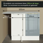 Bajo Mesada 80 x 64 cm 1 Puerta (Sin Mesada) 80 x 60 Blanco/Gris Lux Madesa