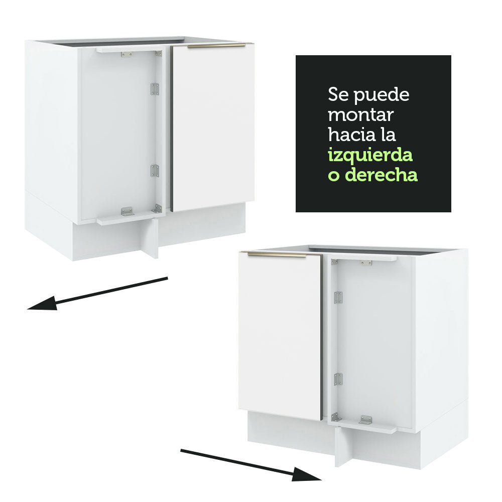 Bajo Mesada 102 cm x 64 cm, Sin cajones 1 Puerta Lux Blanco/Blanco