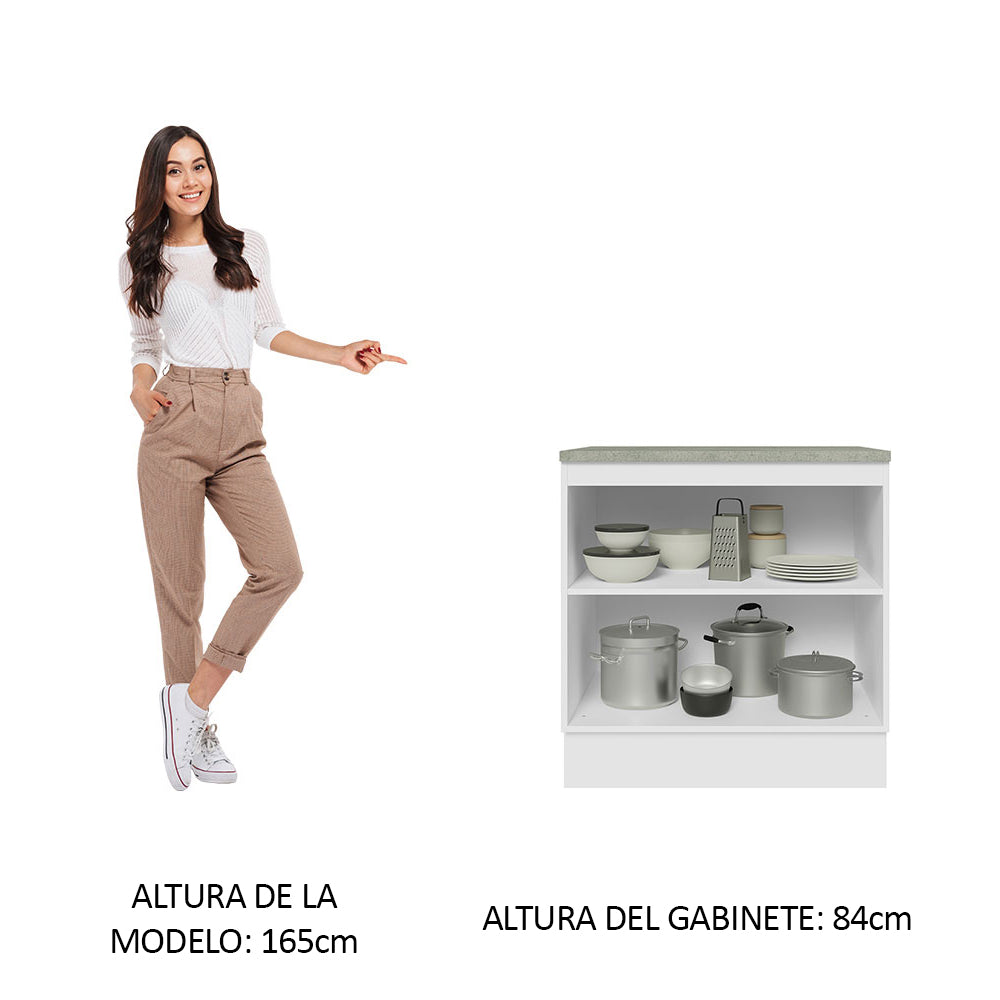 Bajo Mesada Madesa Glamy 80 x 60 cm 2 Puertas (Con Mesada) Blanco