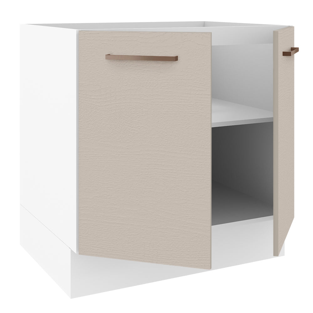 Bajo Mesada Cocina 80 x 60 cm 2 Puertas (Sin Mesada) Blanco/Crema Agata Madesa