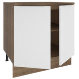 Bajo Mesada Cocina 80 x 60 cm 2 Puertas (Con Mesada) Marrón/Blanco Stella Madesa