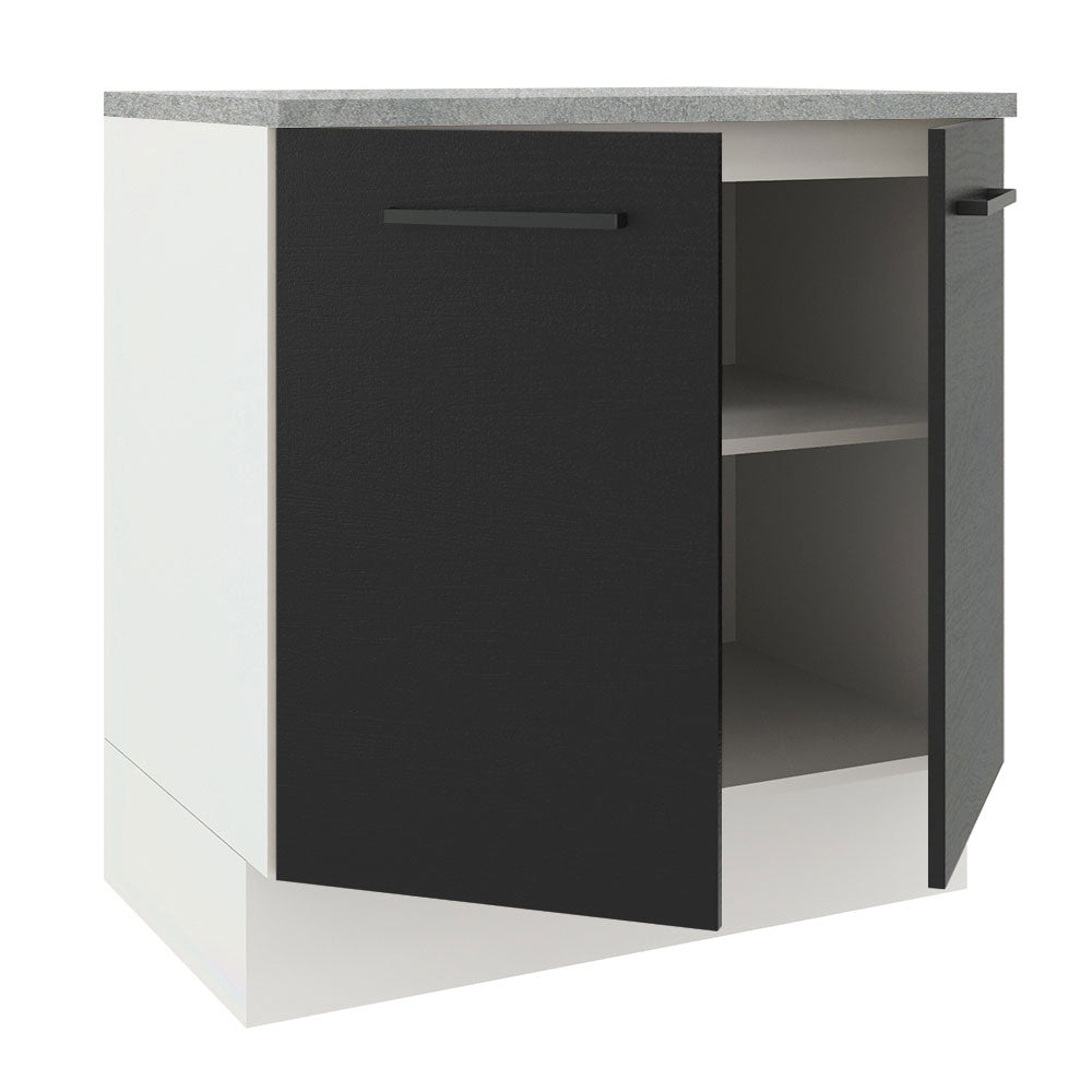 Bajo Mesada Cocina 80 x 60 cm 2 Puertas (Con Mesada) Blanco/Negro Agata Madesa