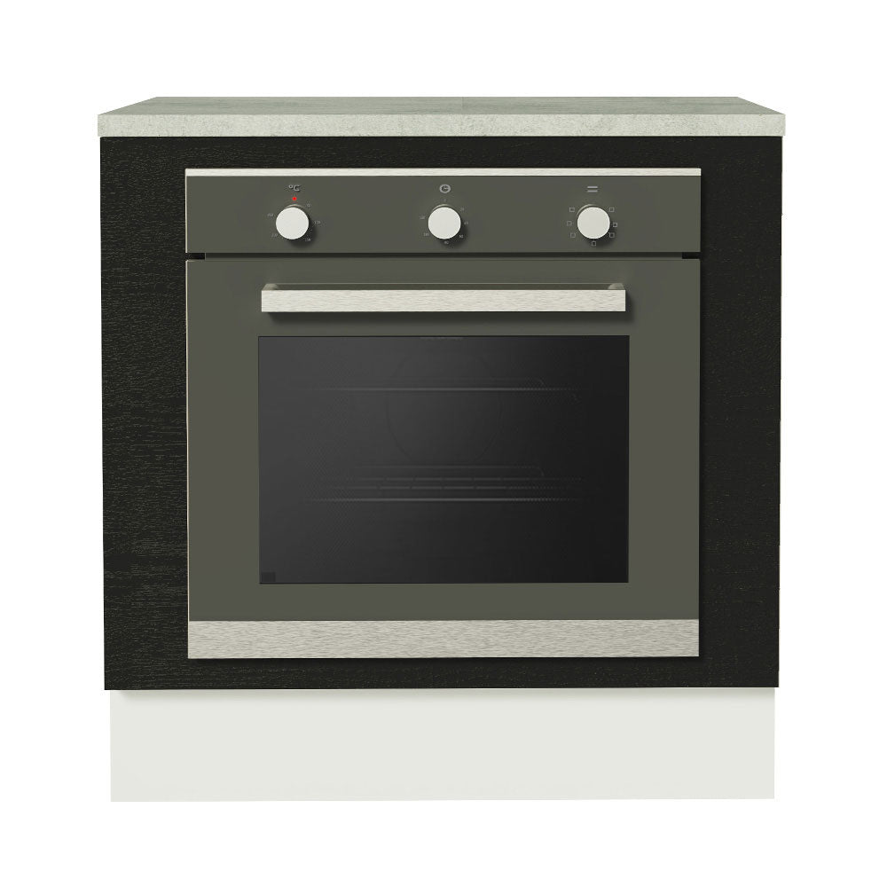 Bajo Mesada Cocina para Horno Empotrado 80 x 60 cm con Mesada Blanco/Negro Agata, Glamy Madesa
