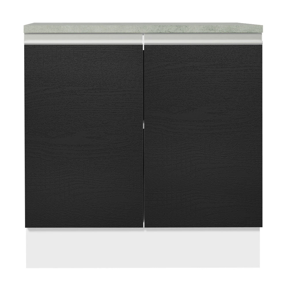 Bajo Mesada Madesa Glamy 80 x 60 cm 2 Puertas (Con Mesada) Blanco/Negro