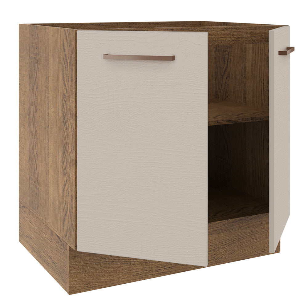 Bajo Mesada Cocina 80 x 60 cm 2 Puertas (Sin Mesada) Marrón/Crema Agata Madesa
