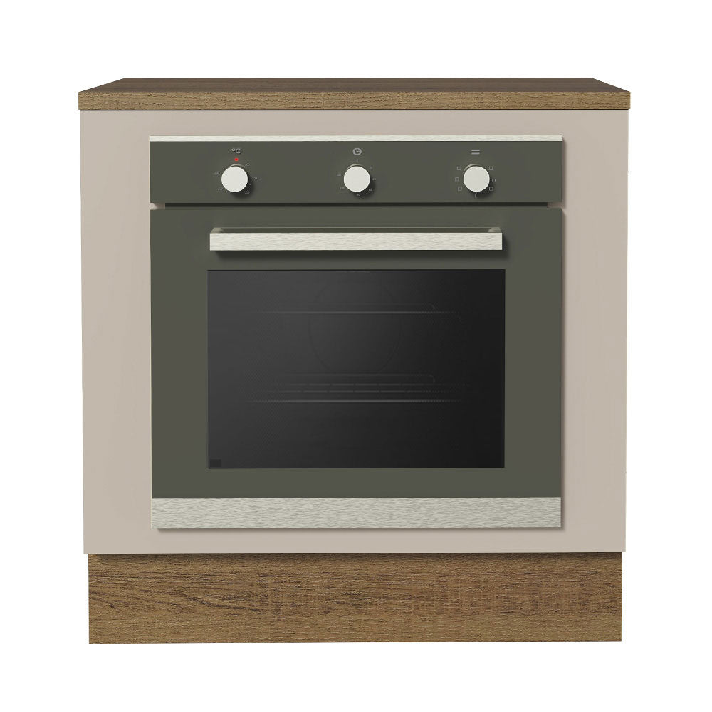 Bajo Mesada Cocina para Horno Empotrado 80 x 60 cm con Mesada Marrón/Crema Agata Madesa