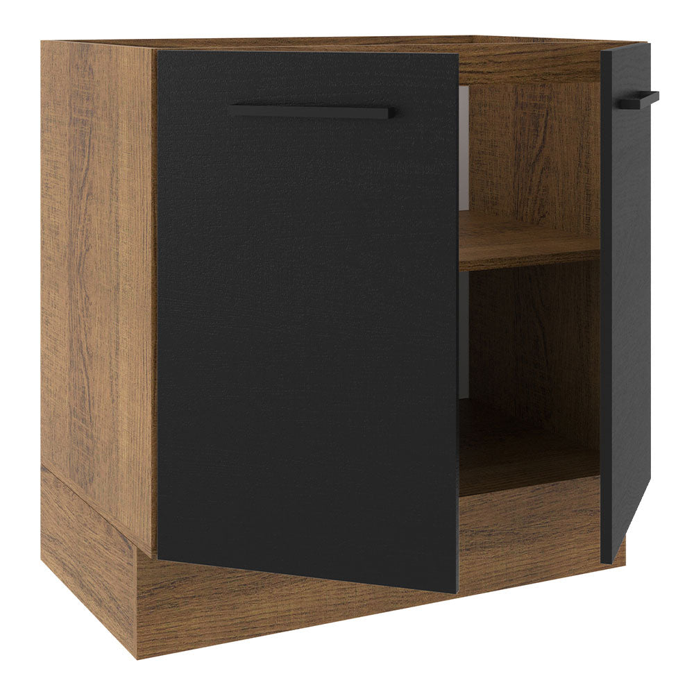 Bajo Mesada Cocina 80 x 60 cm 2 Puertas (Sin Mesada) Marrón/Negro Agata Madesa