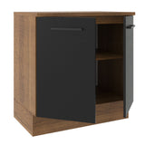 Bajo Mesada Cocina 80 x 60 cm 2 Puertas (Con Mesada) Marrón/Negro Agata Madesa
