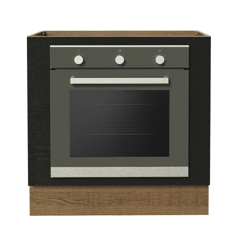 Bajo Mesada Cocina para Horno Empotrado 80 x 60 cm Sin Mesada Marrón/Negro Agata, Glamy, Madesa