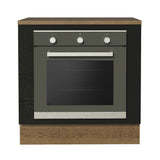 Bajo Mesada Cocina para Horno Empotrado 80 x 60 cm con Mesada Marrón/Negro Agata, Glamy, Madesa