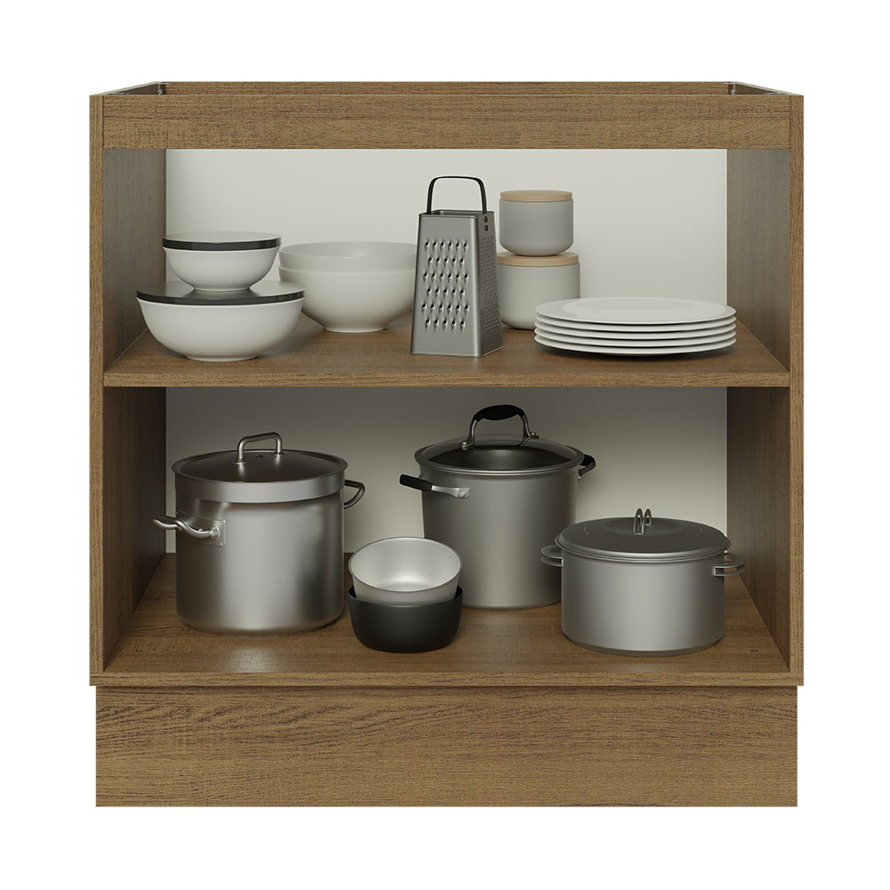 Bajo Mesada Cocina 80 x 60 cm 2 Puertas (Sin Mesada) Marrón/Negro Glamy Madesa