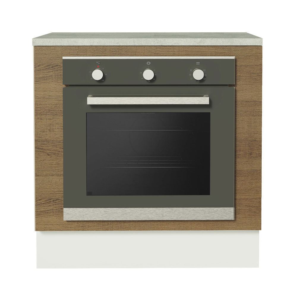 Bajo Mesada Cocina para Horno Empotrado 80 x 60 cm con Mesada Blanco/Marrón Glamy, Stella Madesa