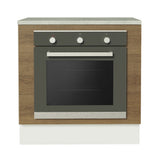 Bajo Mesada Cocina para Horno Empotrado 80 x 60 cm con Mesada Blanco/Marrón Glamy, Stella Madesa