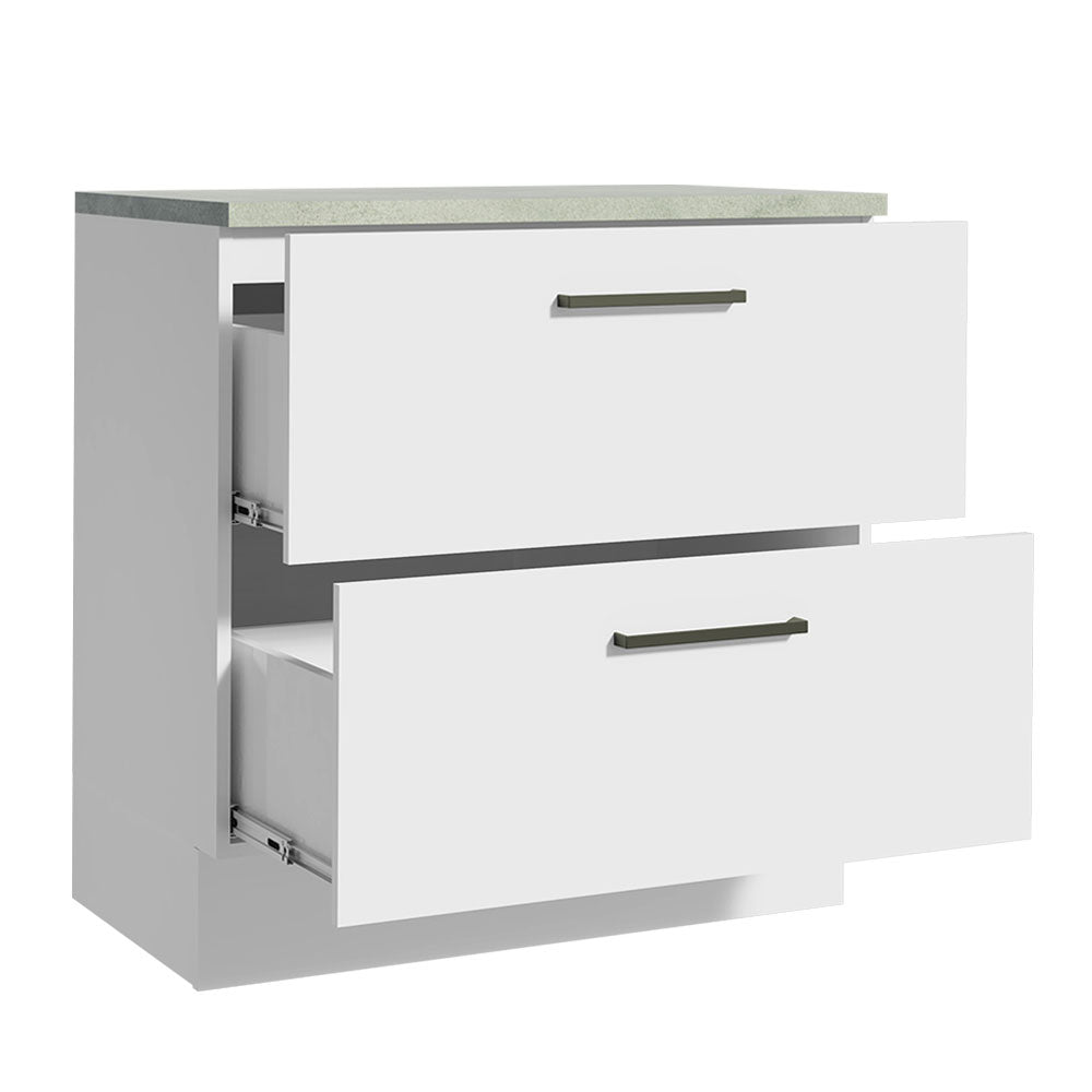 Bajo Mesada Cocina 80 x 60 cm 2 Cajones (Con Mesada) Blanco Agata Madesa
