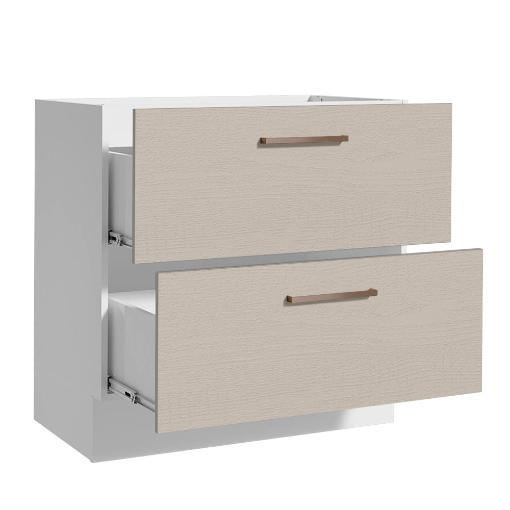 Bajo Mesada Cocina 80 x 60 cm 2 Cajones (Sin Mesada) Blanco/Crema Agata Madesa