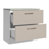 Bajo Mesada Cocina 80 x 60 cm 2 Cajones (Con Mesada) Blanco/Crema Agata Madesa