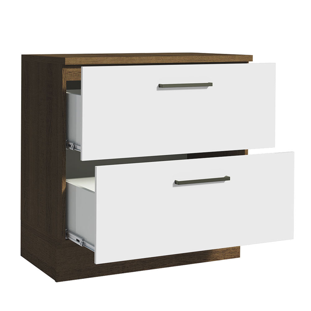 Bajo Mesada Cocina 80 x 60 cm 2 Cajones (Con Mesada) Marrón/Blanco Agata Madesa