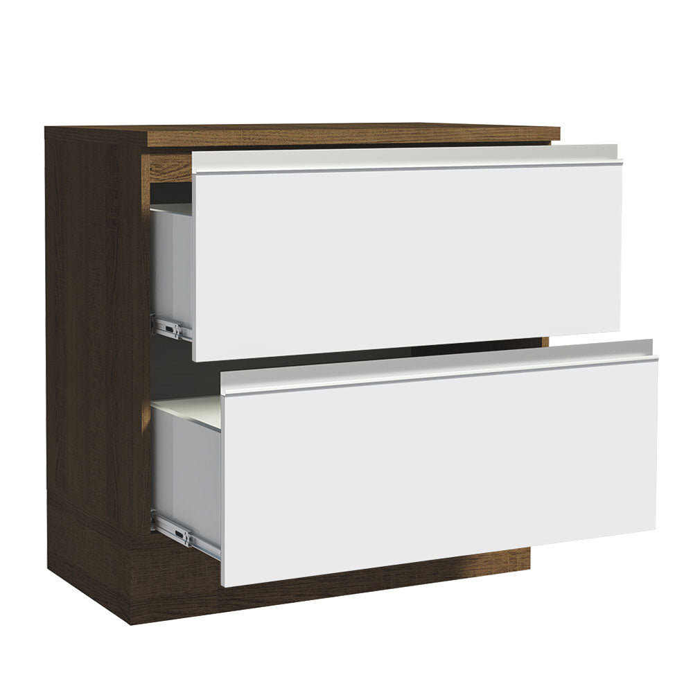 Bajo Mesada de Cocina 80 x 60 cm 2 Cajones (Con Mesada) Marrón/Blanco Glamy Madesa