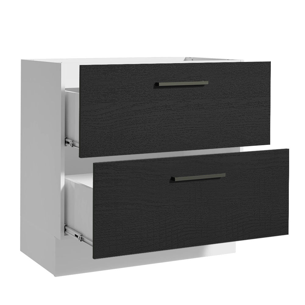 Bajo Mesada Cocina 80 x 60 cm 2 Cajones (Sin Mesada) Blanco/Negro Agata Madesa