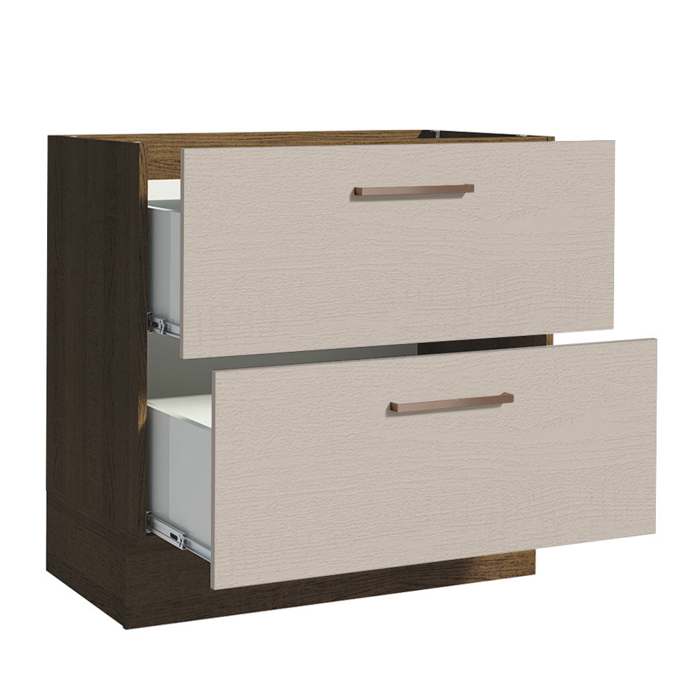 Bajo Mesada Cocina 80 x 60 cm 2 Cajones (Sin Mesada) Marrón/Crema Agata Madesa