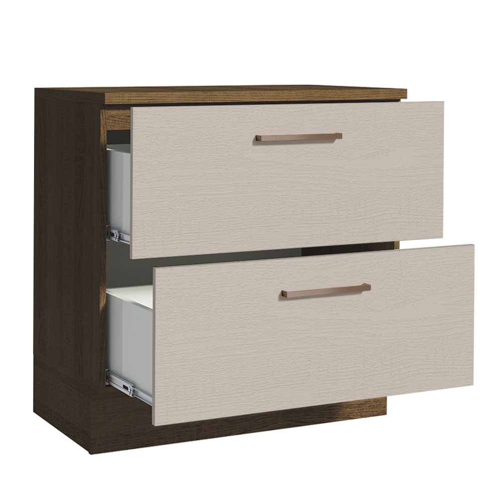 Bajo Mesada Cocina 80 x 60 cm 2 Cajones (Con Mesada) Marrón/Crema Agata Madesa