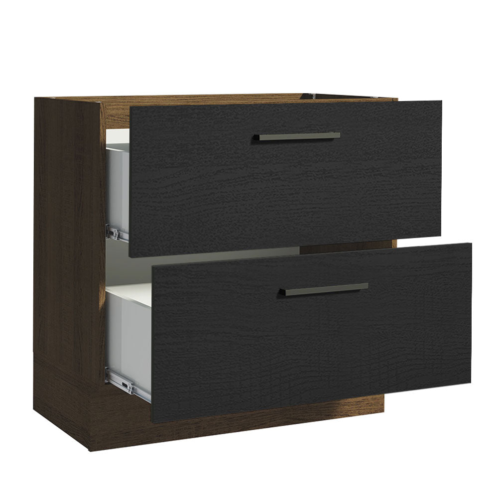 Bajo Mesada Cocina 80 x 60 cm 2 Cajones (Sin Mesada) Marrón/Negro Agata Madesa