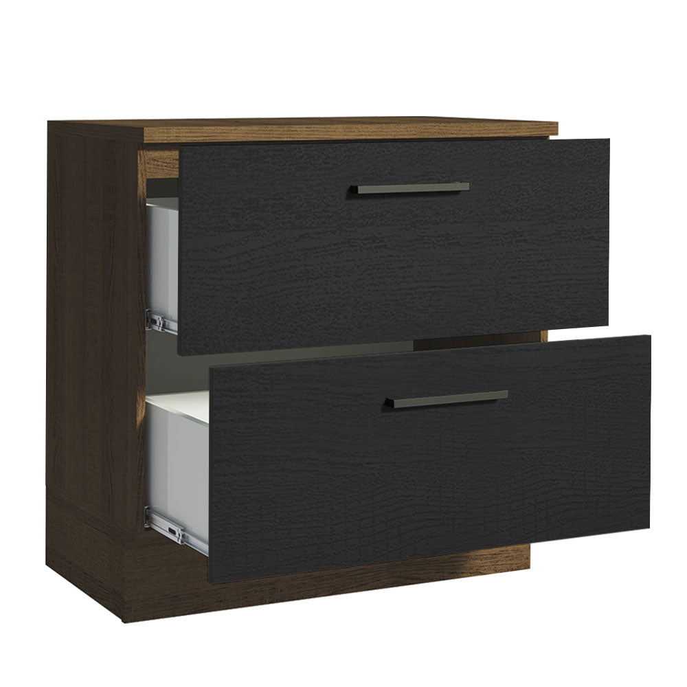 Bajo Mesada Cocina 80 x 60 cm 2 Cajones (Con Mesada) Marrón/Negro Agata Madesa