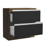 Bajo Mesada de Cocina 80 x 60 cm 2 Cajones (Con Mesada) Marrón/Negro Glamy Madesa