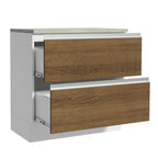 Bajo Mesada 80 x 60 cm 2 Cajones (Con Mesada) Blanco/Marrón Glamy Madesa