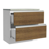 Bajo Mesada de Cocina 80 x 60 cm 2 Cajones (Con Mesada) Blanco/Marrón Glamy Madesa