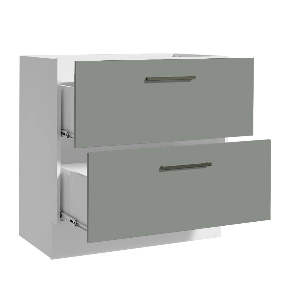 Bajo Mesada Cocina 80 x 60 cm 2 Cajones (Sin Mesada) Blanco/Gris Agata Madesa