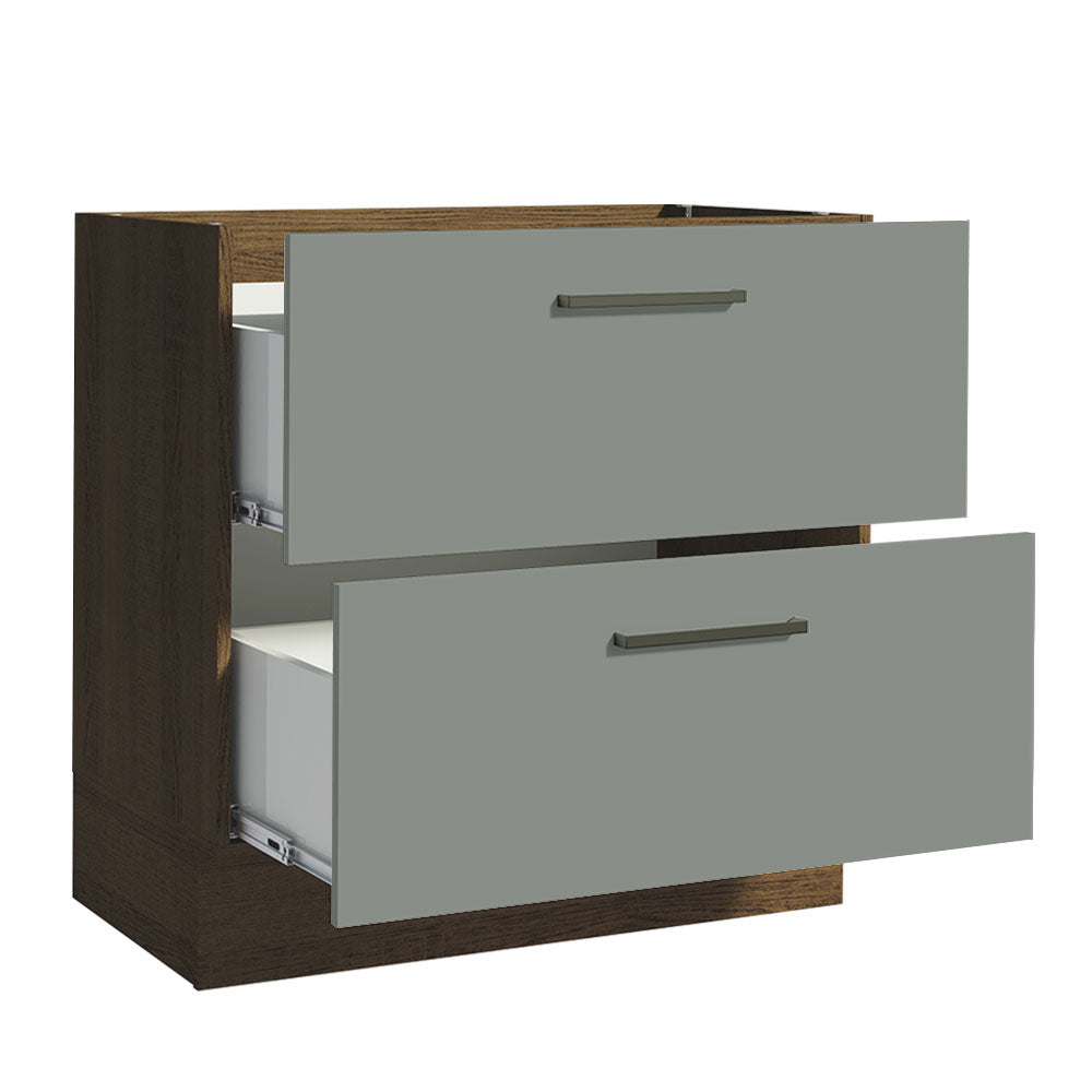 Bajo Mesada Cocina 80 x 60 cm 2 Cajones (Sin Mesada) Marrón/Gris Agata Madesa