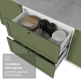 Bajo Mesada de Cocina 80 x 60 cm 2 Cajones (con Mesada) Blanco/Verde Vik Madesa