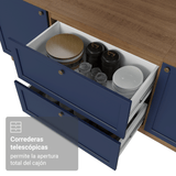Bajo Mesada de Cocina 80 x 60 cm 2 Cajones (Sin Mesada) Marrón/Azul Vik Madesa