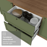Bajo Mesada de Cocina 80 x 60 cm 2 Cajones (Sin Mesada) Marrón/Verde Vik Madesa