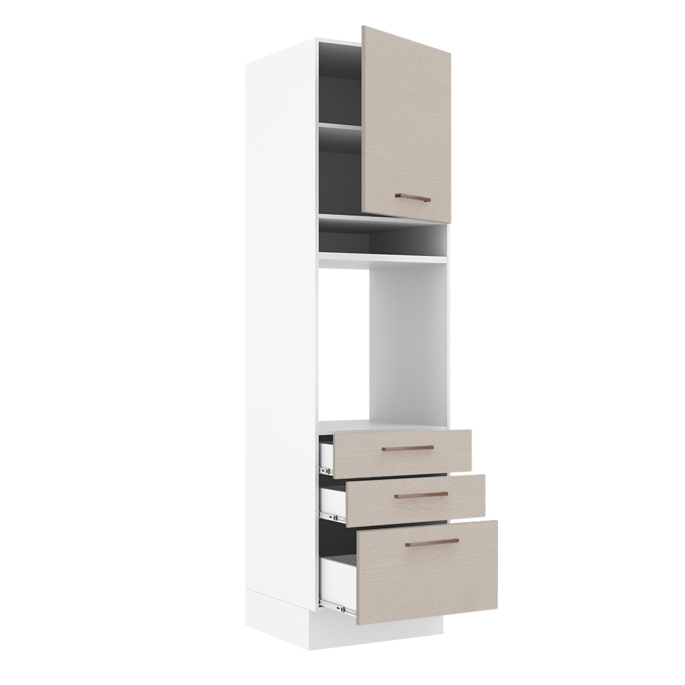 Mueble de Cocina para Horno 60 x 60 cm 1 Puerta 3 Cajones Blanco/Crema Agata Madesa