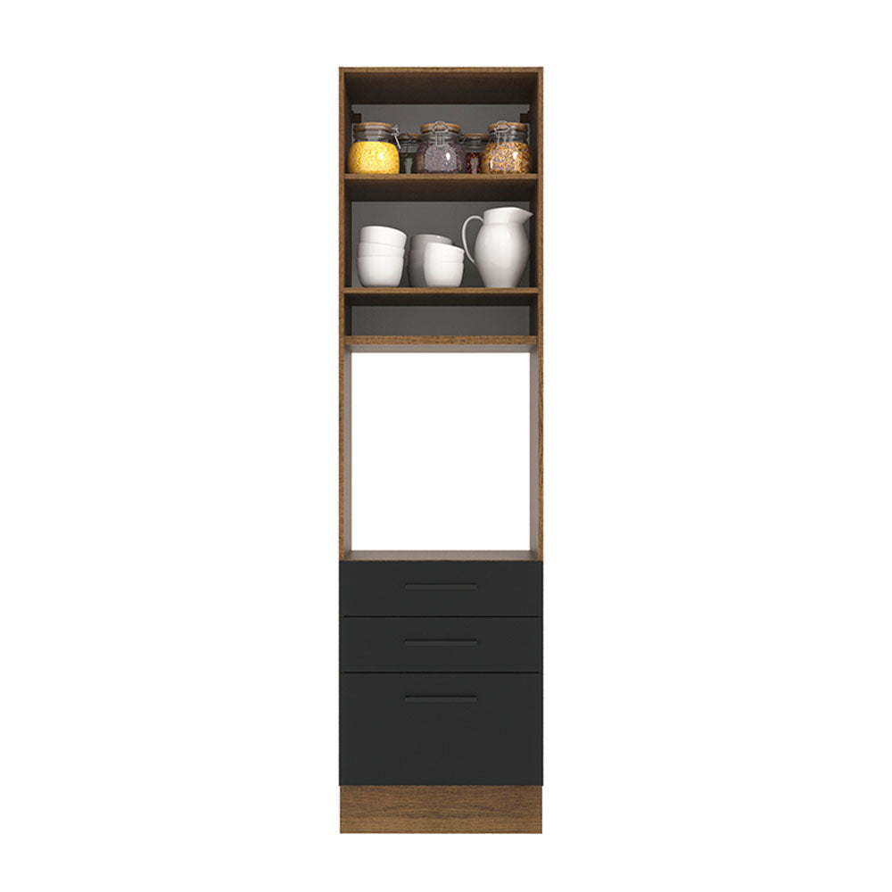 Mueble de Cocina para Horno 60 x 60 cm 1 Puerta 3 Cajones Marrón/Negro Agata Madesa
