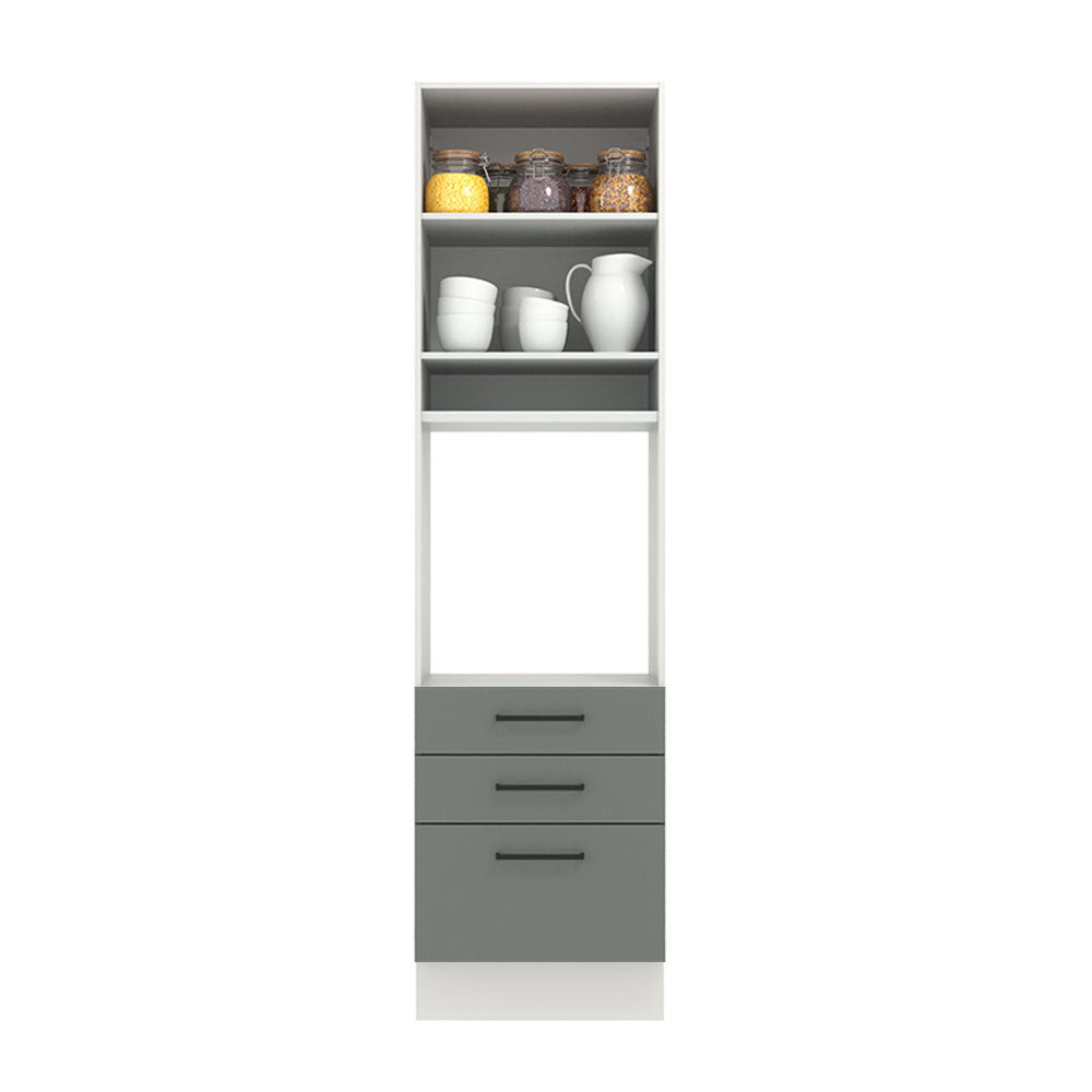 Mueble de Cocina para Horno 60 x 60 cm 1 Puerta 3 Cajones Blanco/Gris Agata Madesa
