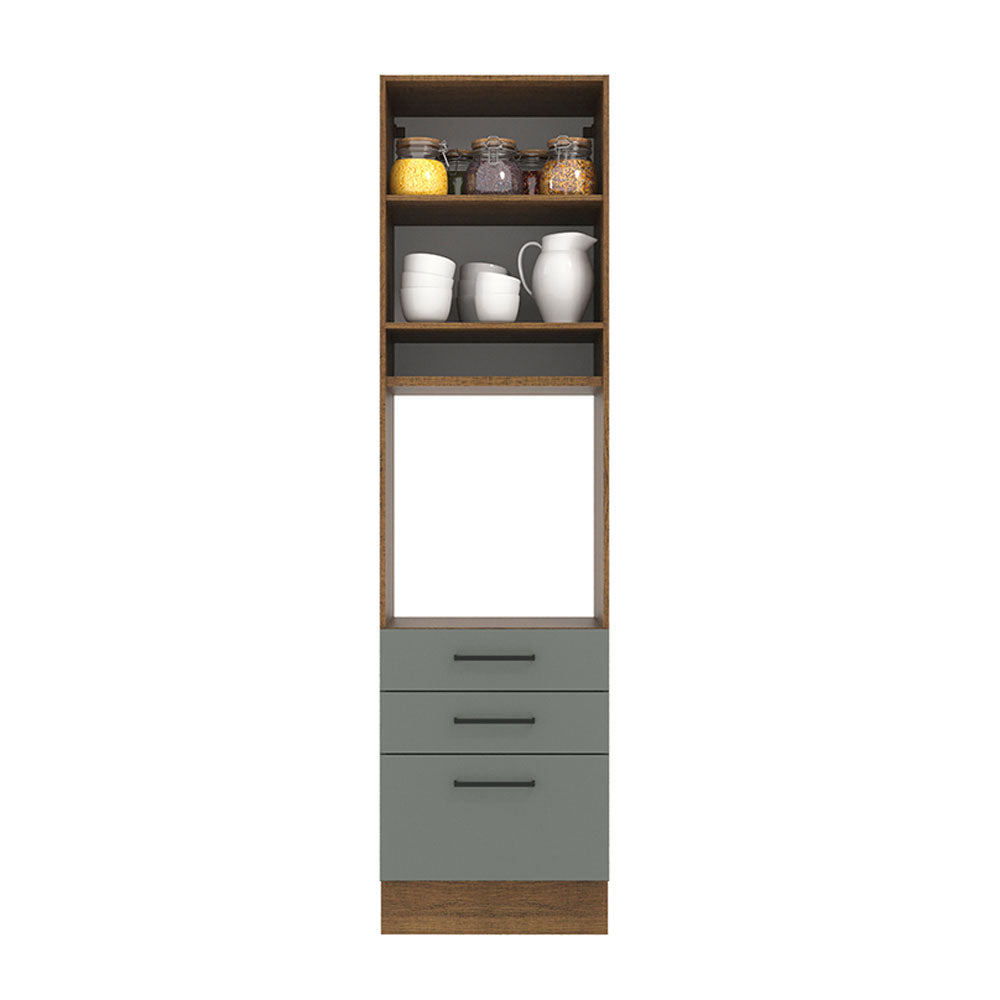 Mueble de Cocina para Horno 60 x 60 cm 1 Puerta 3 Cajones Marrón/Gris Agata Madesa